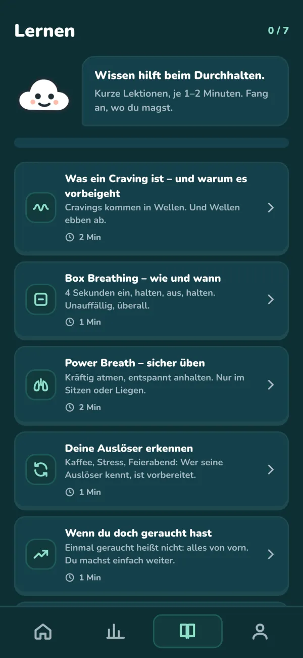 Kurze Lektionen rund ums Aufhören